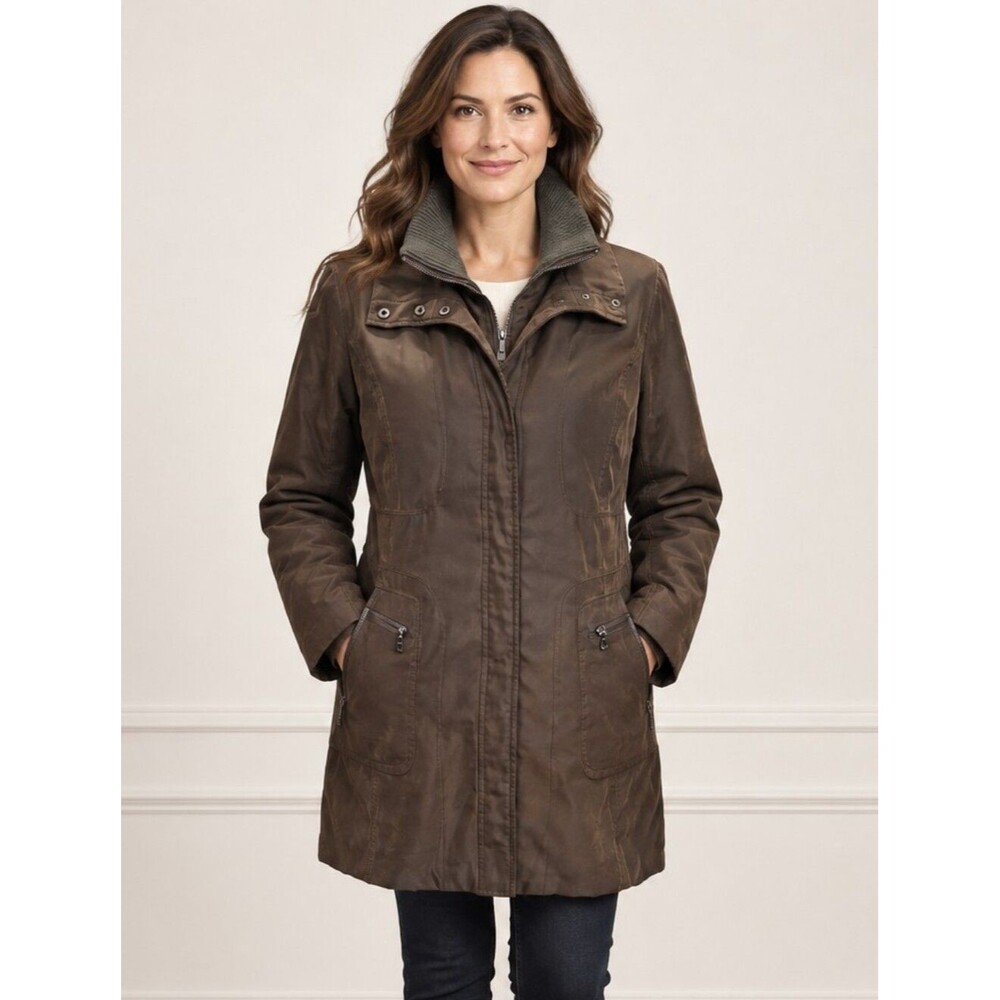 Vintage Jones New York women's brown casual double closure quilted coat winter M